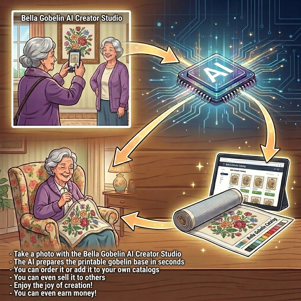 Odfoť svoju hotovú výšivku gobelín – dotlač, darček