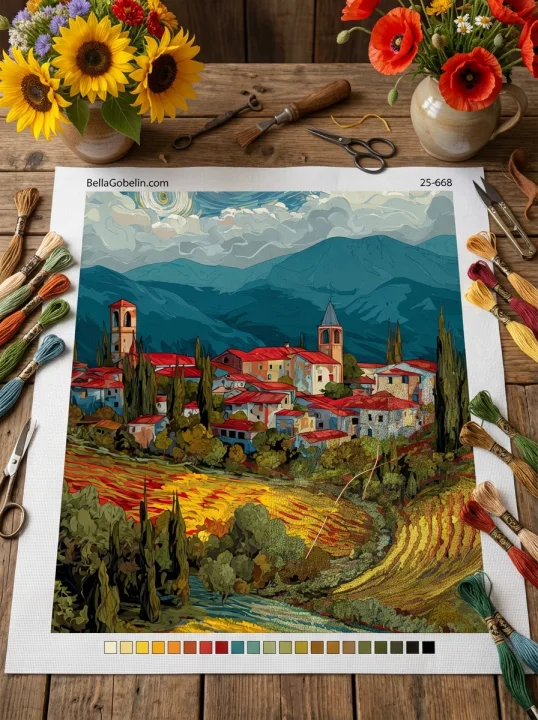 V talianskom krajinomalbe vo štýle Van Gogha