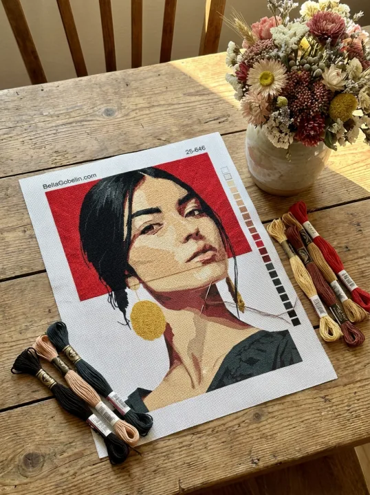 Portrét mexickej dievčaťa na gobelíne