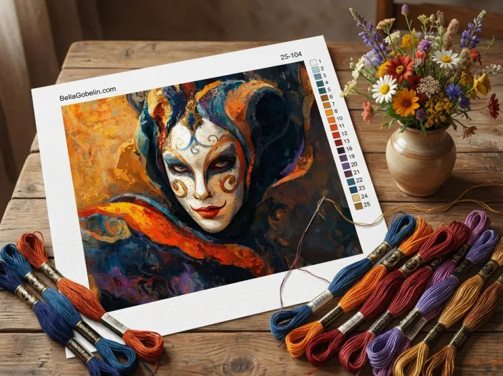 Karnevalový portrét maľba