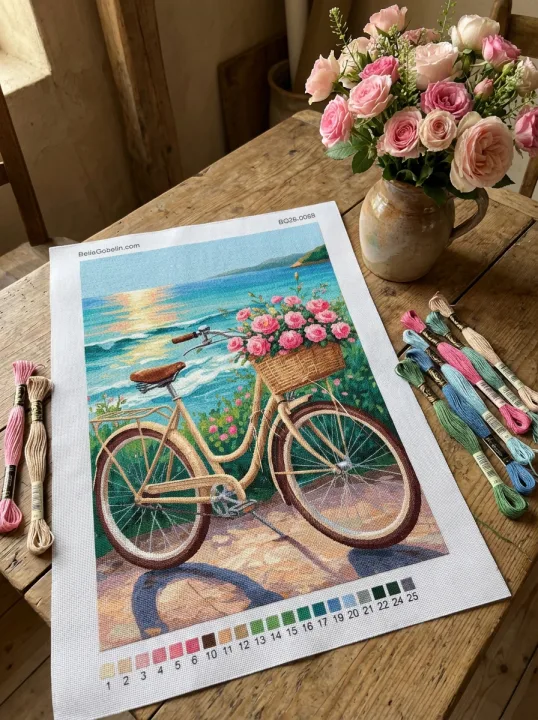 Kvetinové bicykle na pláži
