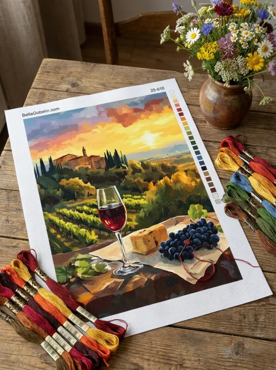 Západ slnka, Toskánsko, Chianti, Víno