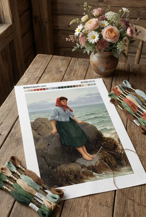 Replika Henry Scott Tuke - Dievča na skalách