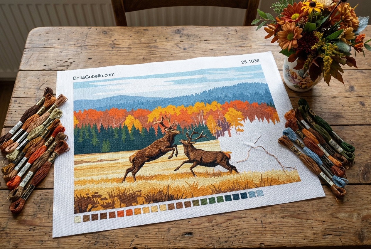 Jelenie jelňačíka - vyšívanie gobelínu – 25-1036