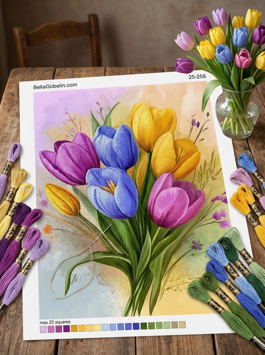 Farebné tulipány – 25-258