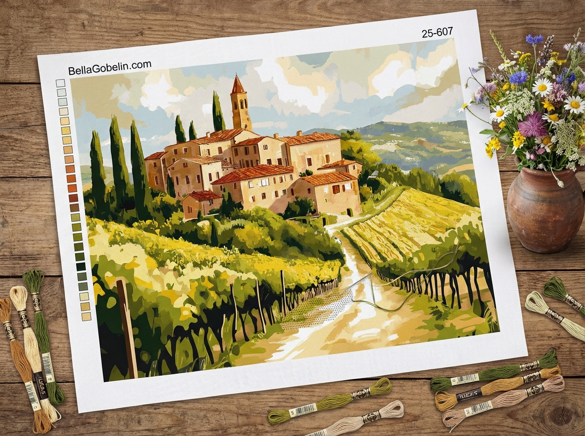 Toskánska dedina, Chianti, víno