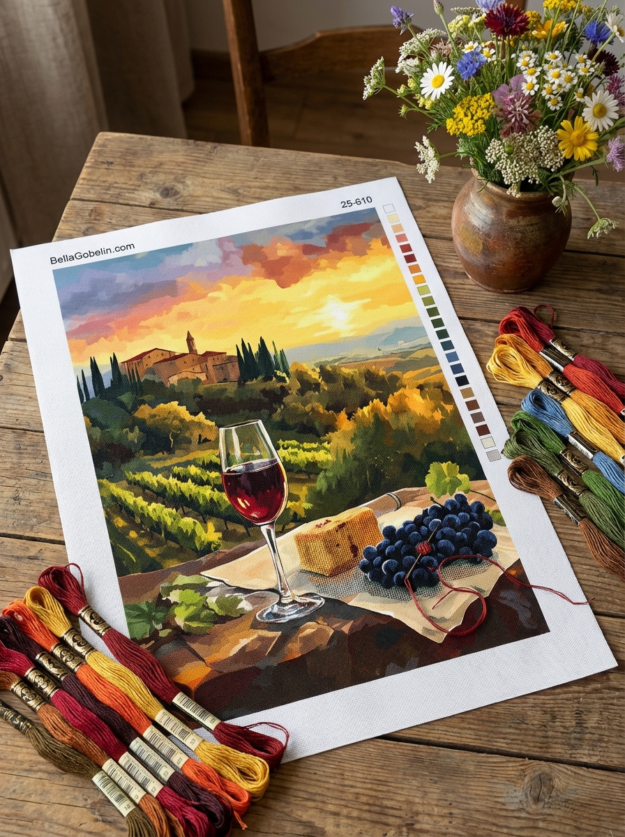 Západ slnka, Toskánsko, Chianti, Víno
