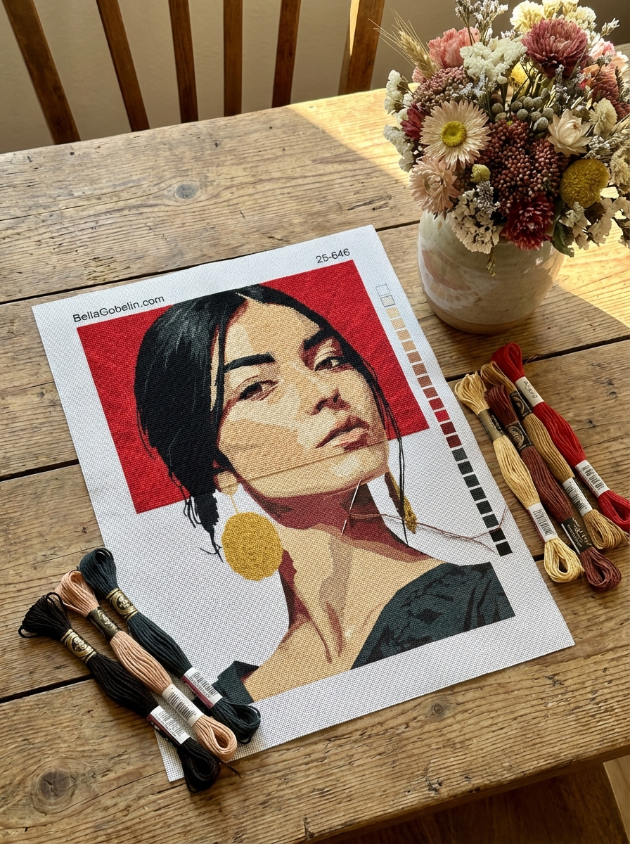 Portrét mexickej dievčaťa na gobelíne