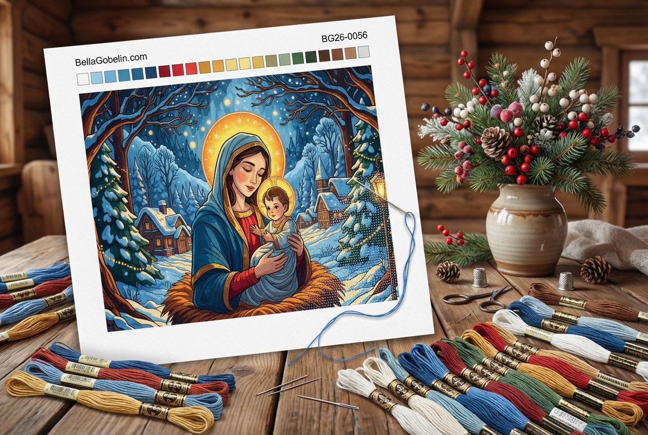 Zimná Madonna s dieťaťom
