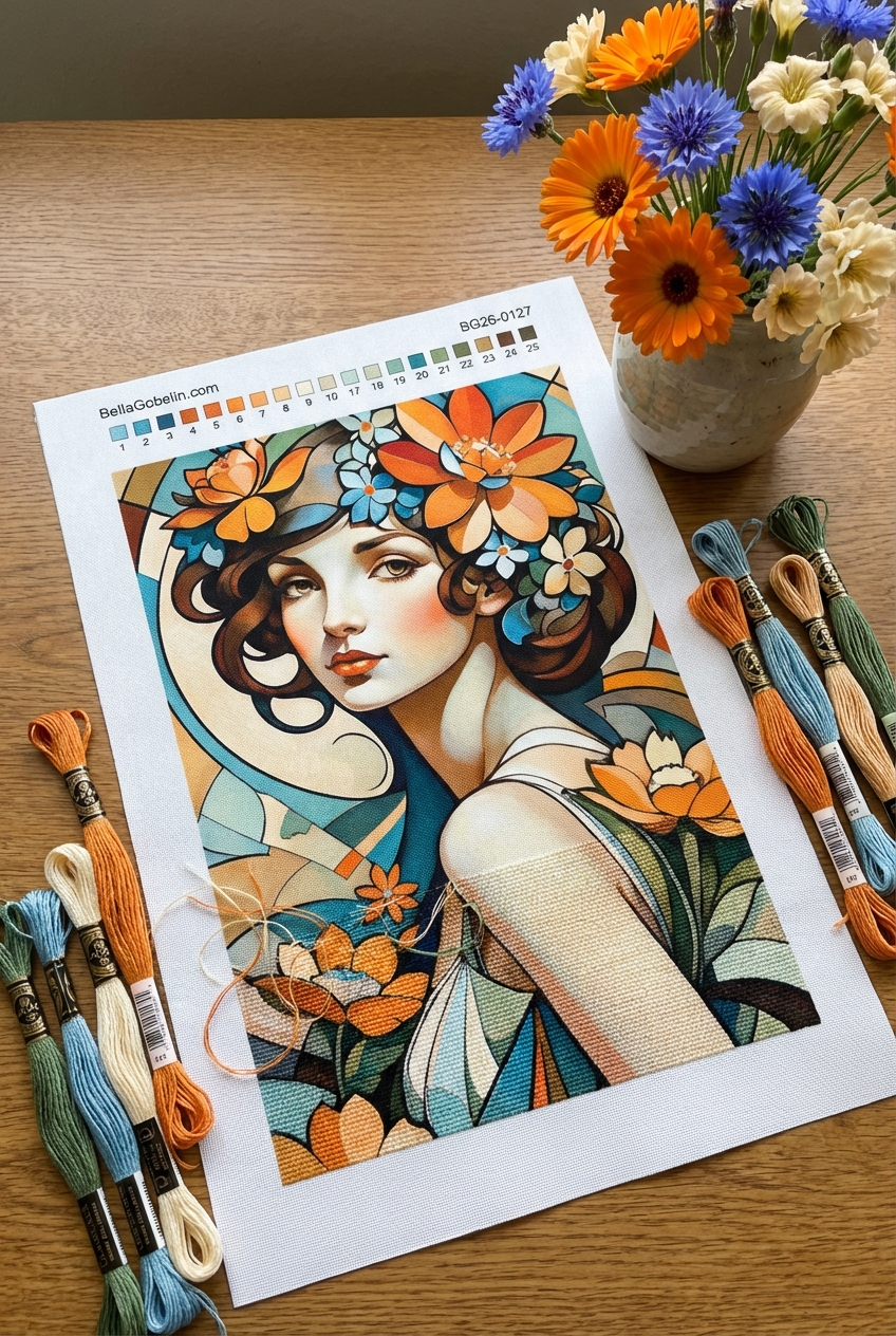 Portrét v štýle Alphonse Mucha – BG26-0127