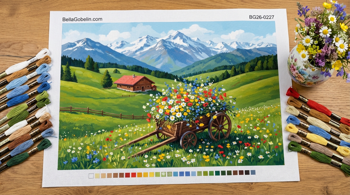 Kvetinový voz v alpskej krajine – BG26-0227