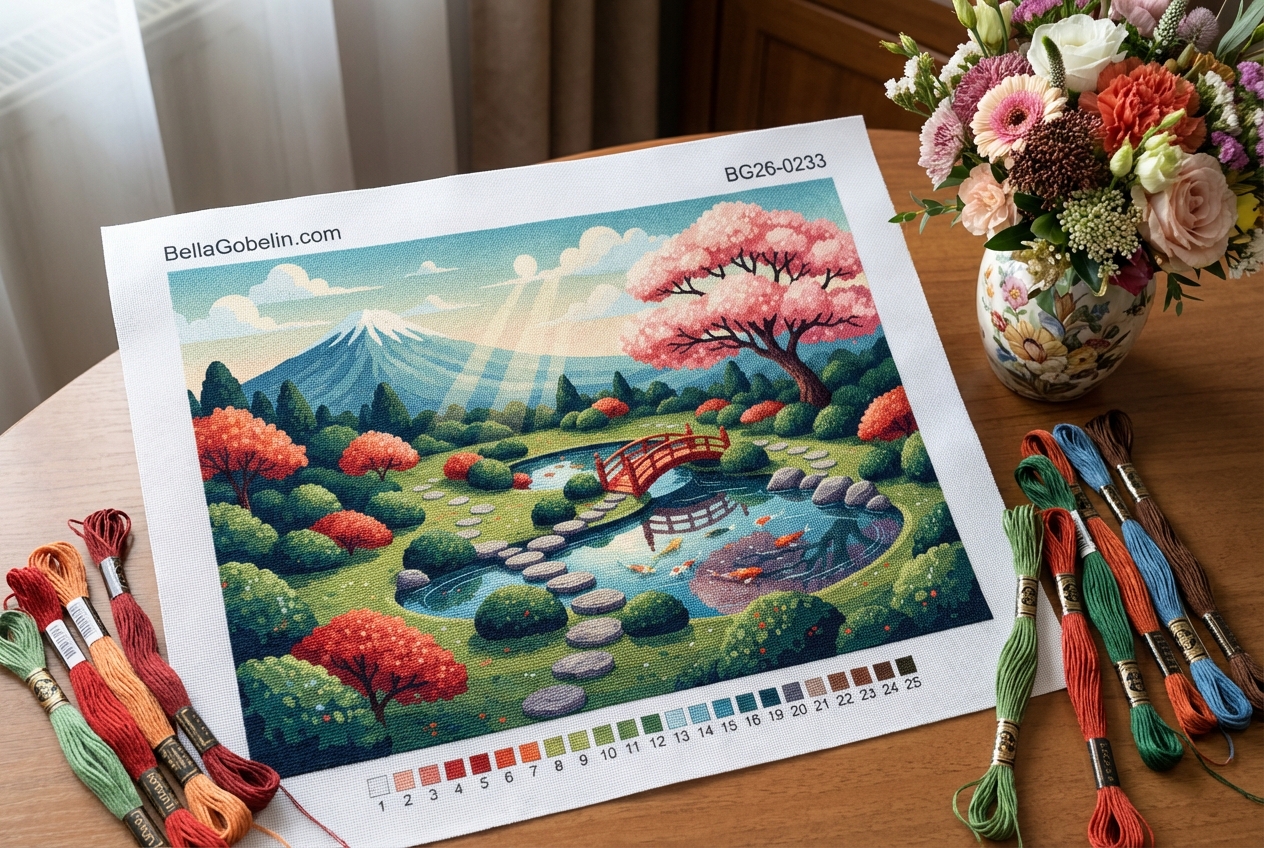 Japonská záhrada s kaprami koi