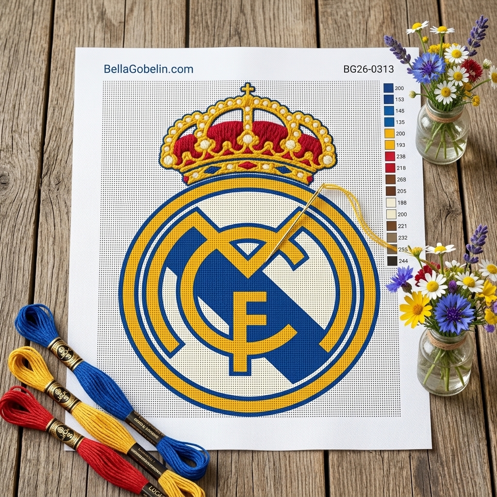 Erb Realu Madrid s modrým pozadím