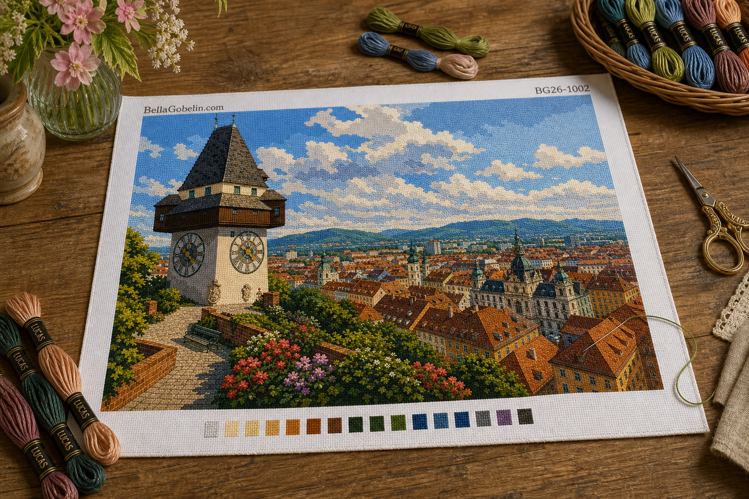 Panoráma hodinovej veže v Grazi