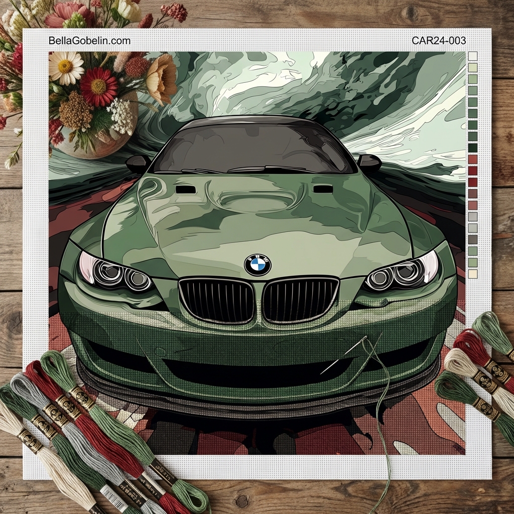 Auto portrét: zelené BMW