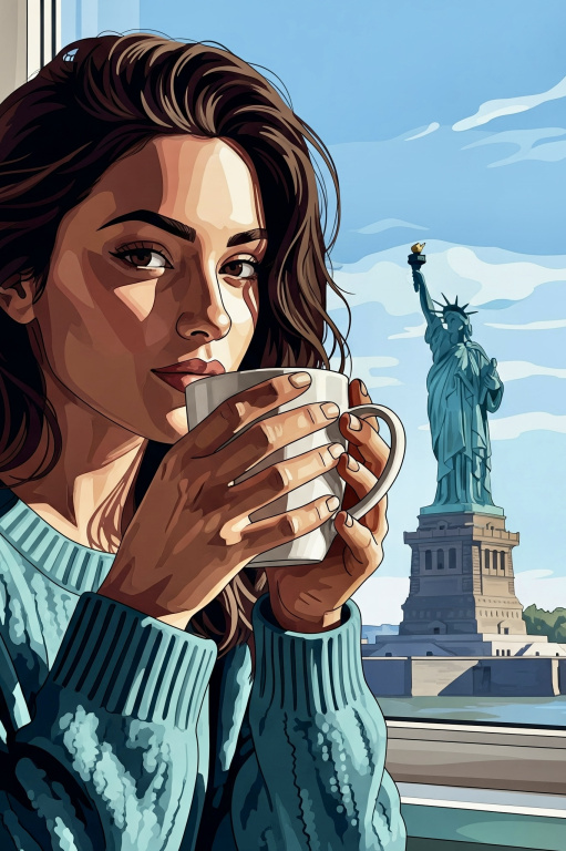 Kávés portré a Szabadság szobornál