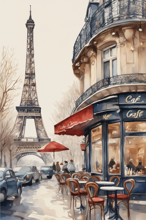 Párizsi kávézó Eiffel toronnyal