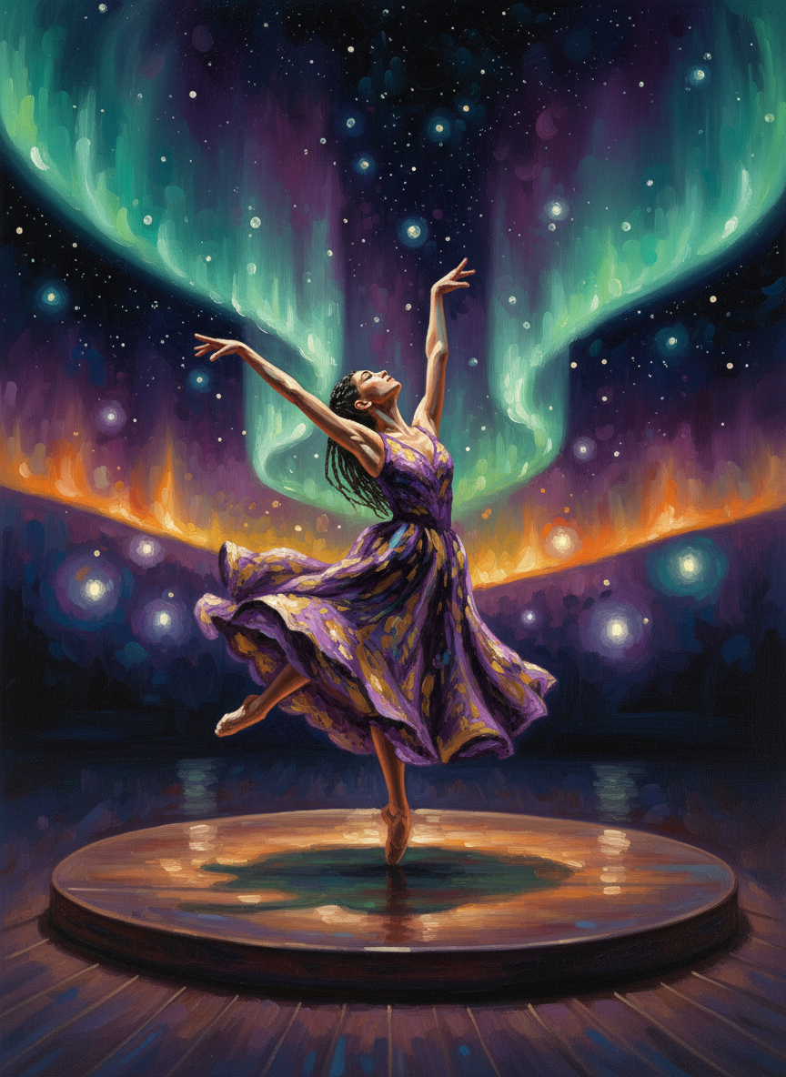 Ballerina az aurora alatt