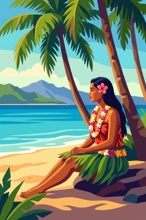 Hawaii lány a parton
