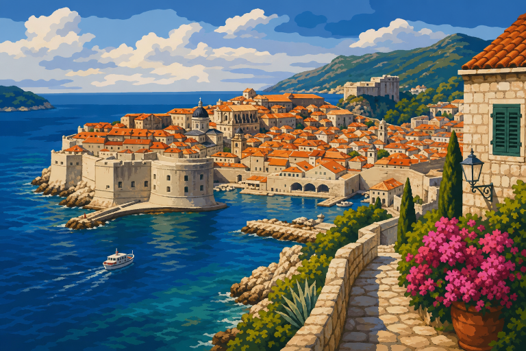Dubrovnik tengerparti panorámája