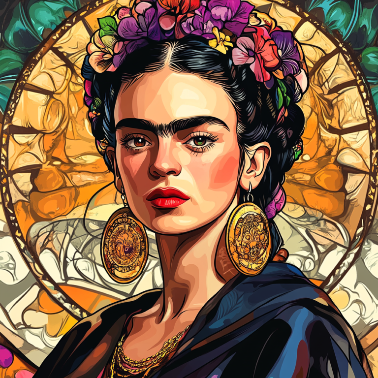 Frida Kahlo portré Alphonse Mucha stílusban – FR24-008