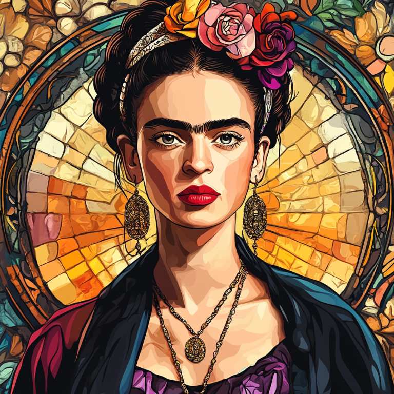 Frida Kahlo portré Alphonse Mucha stílusban – FR24-016