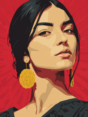 Portrét mexickej dievčaťa na gobelíne