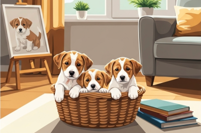 Roztomilé psy v obývačke