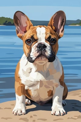Anglický buldog pri jazere – 25-944