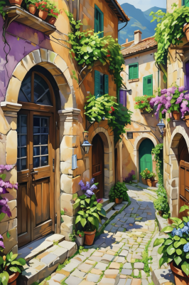 Stredomorská ulica s kvetmi – BG26-0073