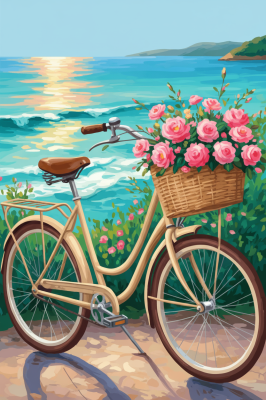 Kvetinové bicykle na pláži