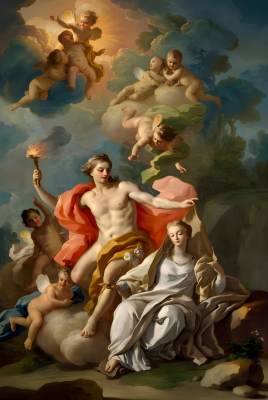 Anton Raphael Mengs - replika Apollón, Mnémosyne a deväť múz