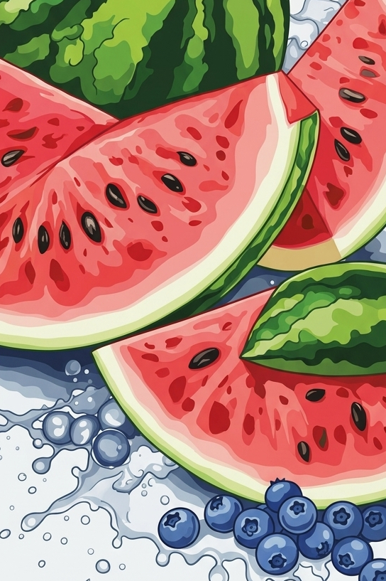 Čerstvý melón a čučoriedky