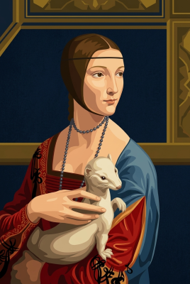 Leonardo da Vinci - replika dámskej postavy s mývalom – BG26-0580