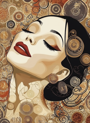 Portrét Coco Chanel v štýle Klimta