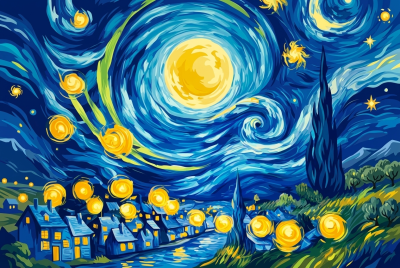 Vincent van Gogh - Hviezdna noc replika (vyšívanie)