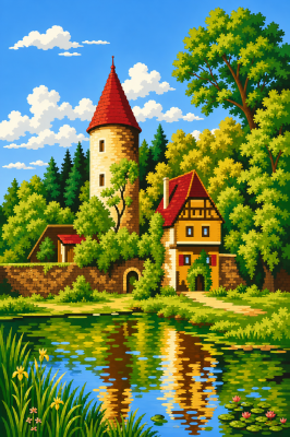 Hradná veža pri jazere