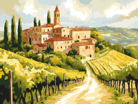 Toskánska dedina, Chianti, víno