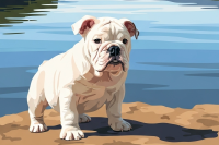 Portrét psa - anglický buldog pri jazere – 25-897