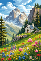 Alpská krajina s kvetinovou lúkou – BG26-0549