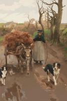 Jozef Israëls - Dedina s oslom, replika