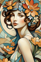 Portrét v štýle Alphonse Mucha – BG26-0127
