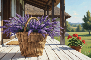 Levanduľový košík na verande – BG26-0267