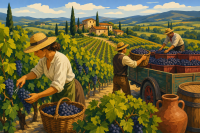 Toskánske vinobranie životný obraz