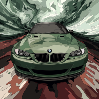 Auto portrét: zelené BMW