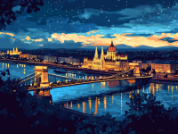 Budapešť v noci - Mostový most