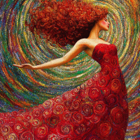 Klimt štýl: Červený démon