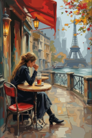 Parížska kaviareň v jesennej atmosfére
