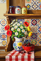 Vidiecke kuchynské zátišie (vyšívané gobelínom)